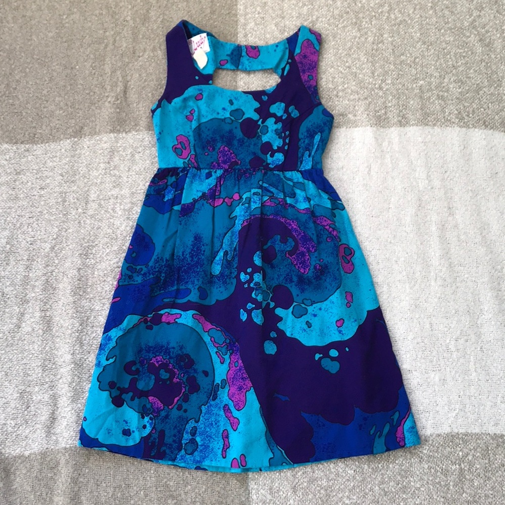 Vintage Girls Watercolor Dress Size 10